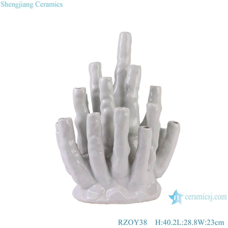Irregular White Porcelain Flower Vase Ceramic Coral Decorative Sculpture Statues