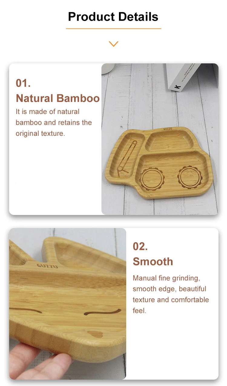 OEM Eco Friendly Eco-Friendly Dry Fruit BPA Free Bamboo Children Plate for Food
