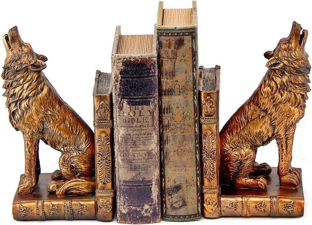 Decorative Bookends Howling Wolf Animal Cabin Home Decor