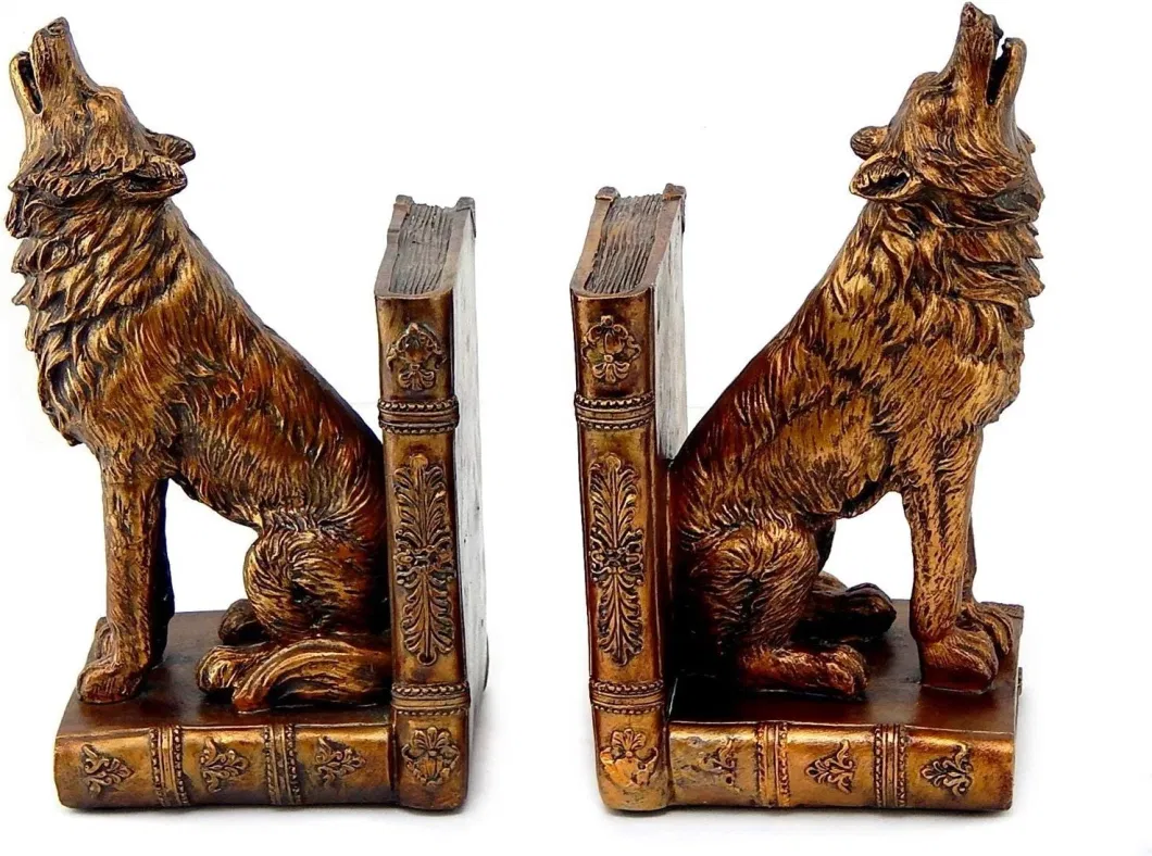 Decorative Bookends Howling Wolf Animal Cabin Home Decor