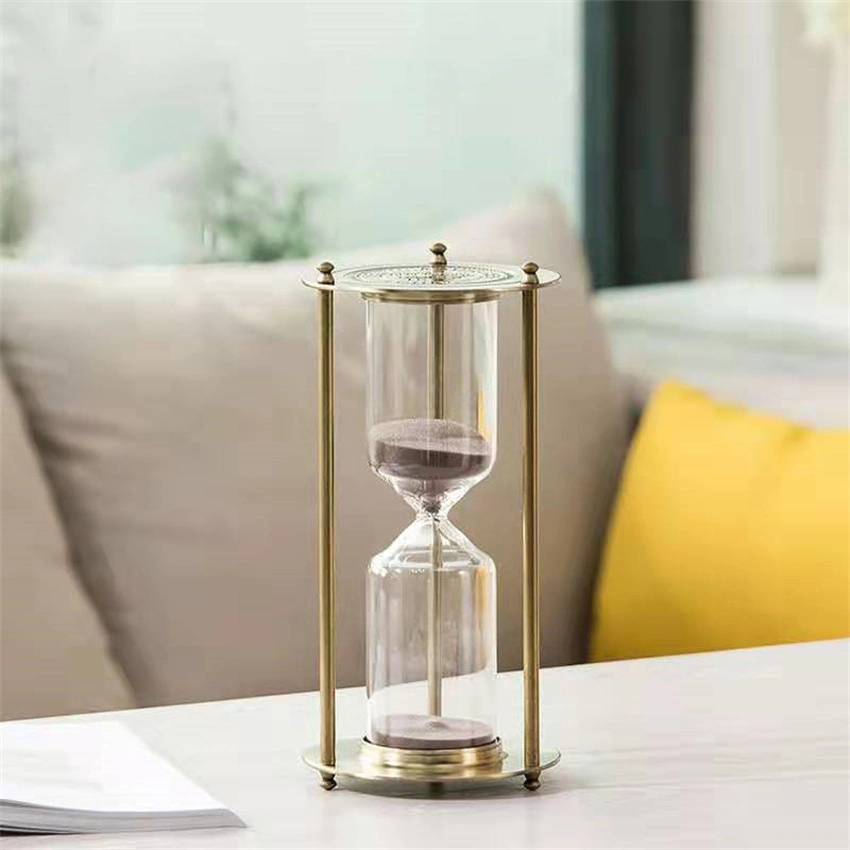 Factory Wholesale Custom Logo Metal Three Columns Ornaments Home Accessories Gift Timer Hourglass
