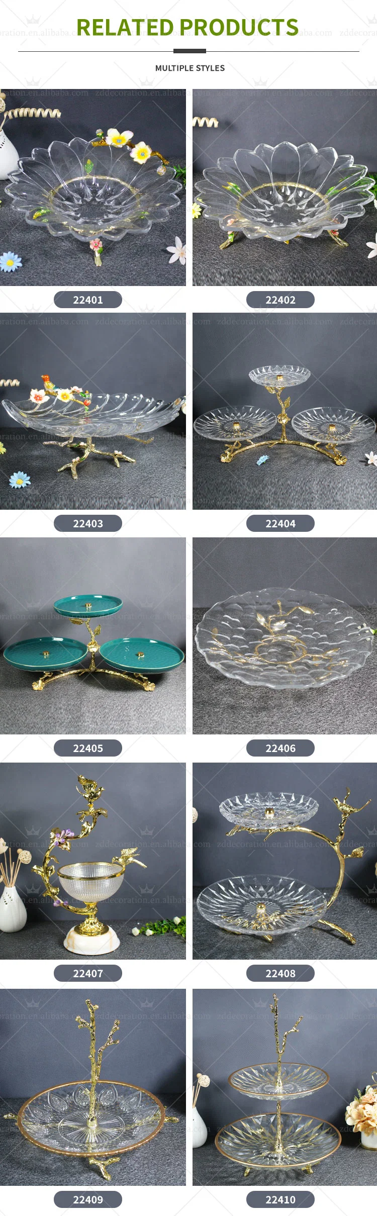 Nordic Craft Fruit Plate with Gold Stand Ornamental Decoration Dry Fruit Snacks Candy Glass Plate
