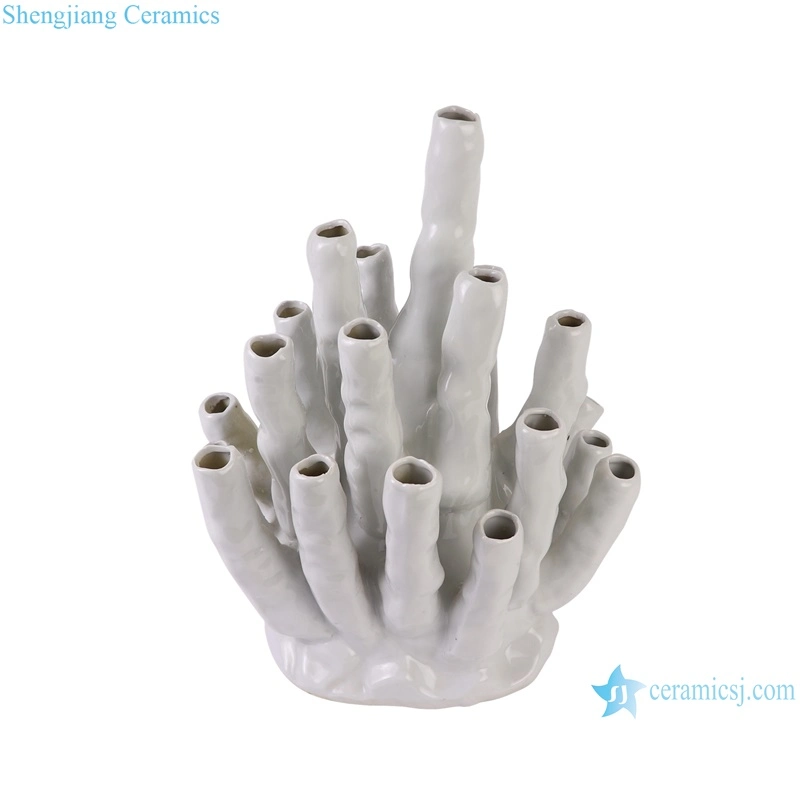 Irregular White Porcelain Flower Vase Ceramic Coral Decorative Sculpture Statues