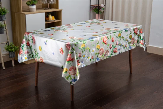 High Quality Eco Friendly Waterproof Colorful Floral Flower Rectangular Modern Tablecloth for Dining Room Kitchen