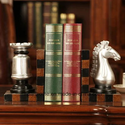 Creative Shiny Silver Color Resin Chess Bookends Cafe Bookshop