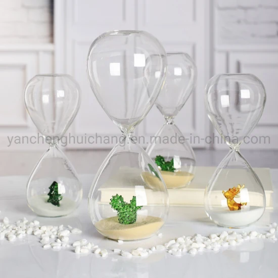 Wholesalel Drop Shape Hourglass with Rainbow Finish with Light Purple Color Sand Inside