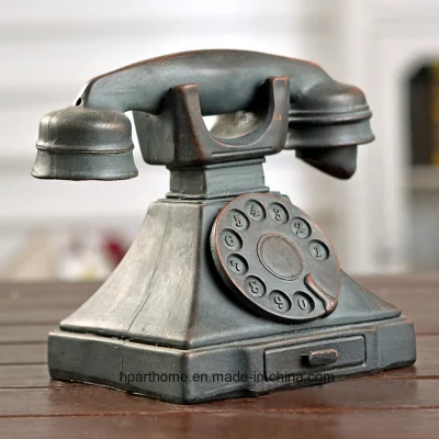Creative Vintage Imitated Copper Finish Polyresin Telephone Ornaments Figurine